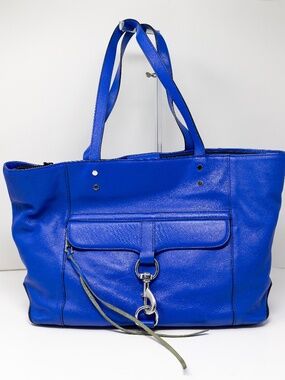 Rebecca Minkoff Bowery MAC Genuine Leather Shoulder Purse Tote Bag Cobalt Blue